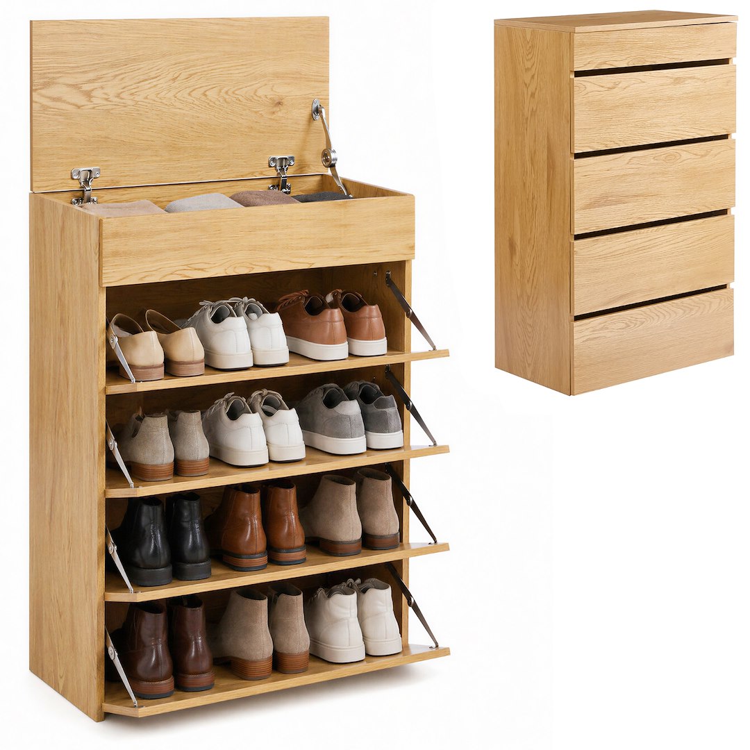 Szafka Na Buty, 4 Półki + Schowek, 99x36x60 cm