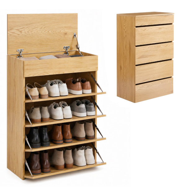 Szafka na buty, 4 półki + schowek, 99x36x60 cm
