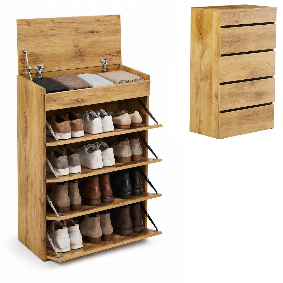 Szafka Na Buty, 4 Półki + Schowek, 99x36x60 cm