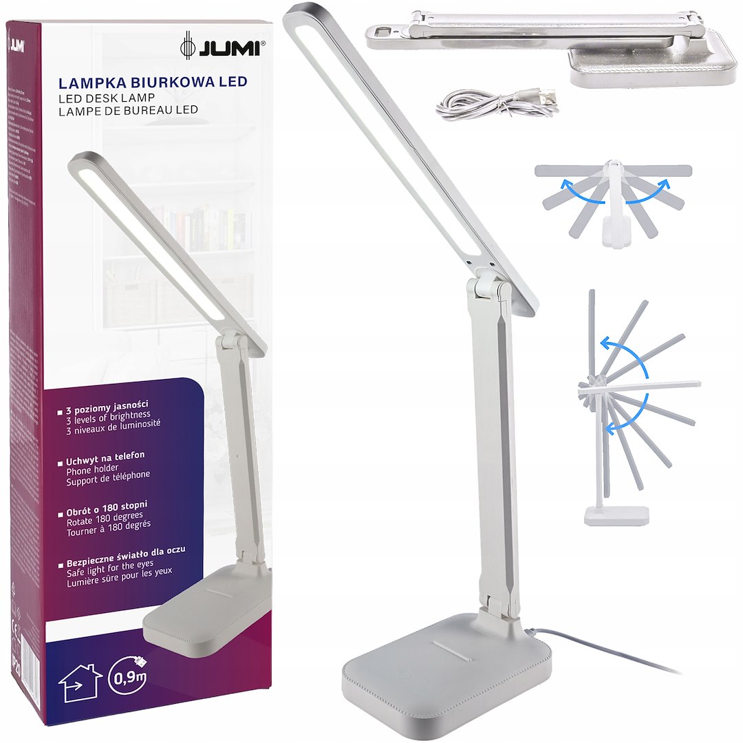 Lampa Biurkowa Z Podstawką Na Telefon - Biała