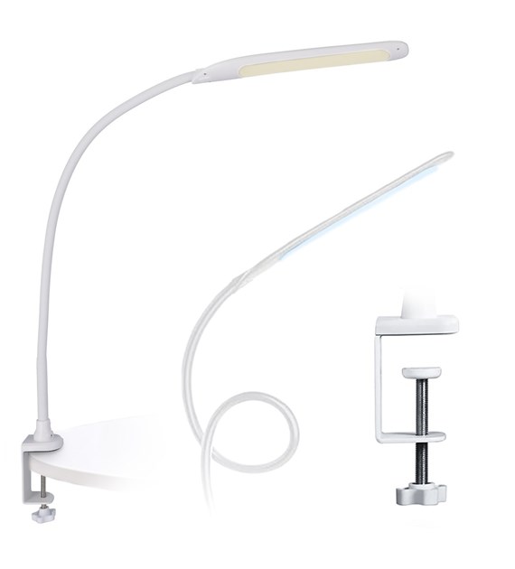 Lampka biurkowa z regulowanym ramieniem, biała, wew.