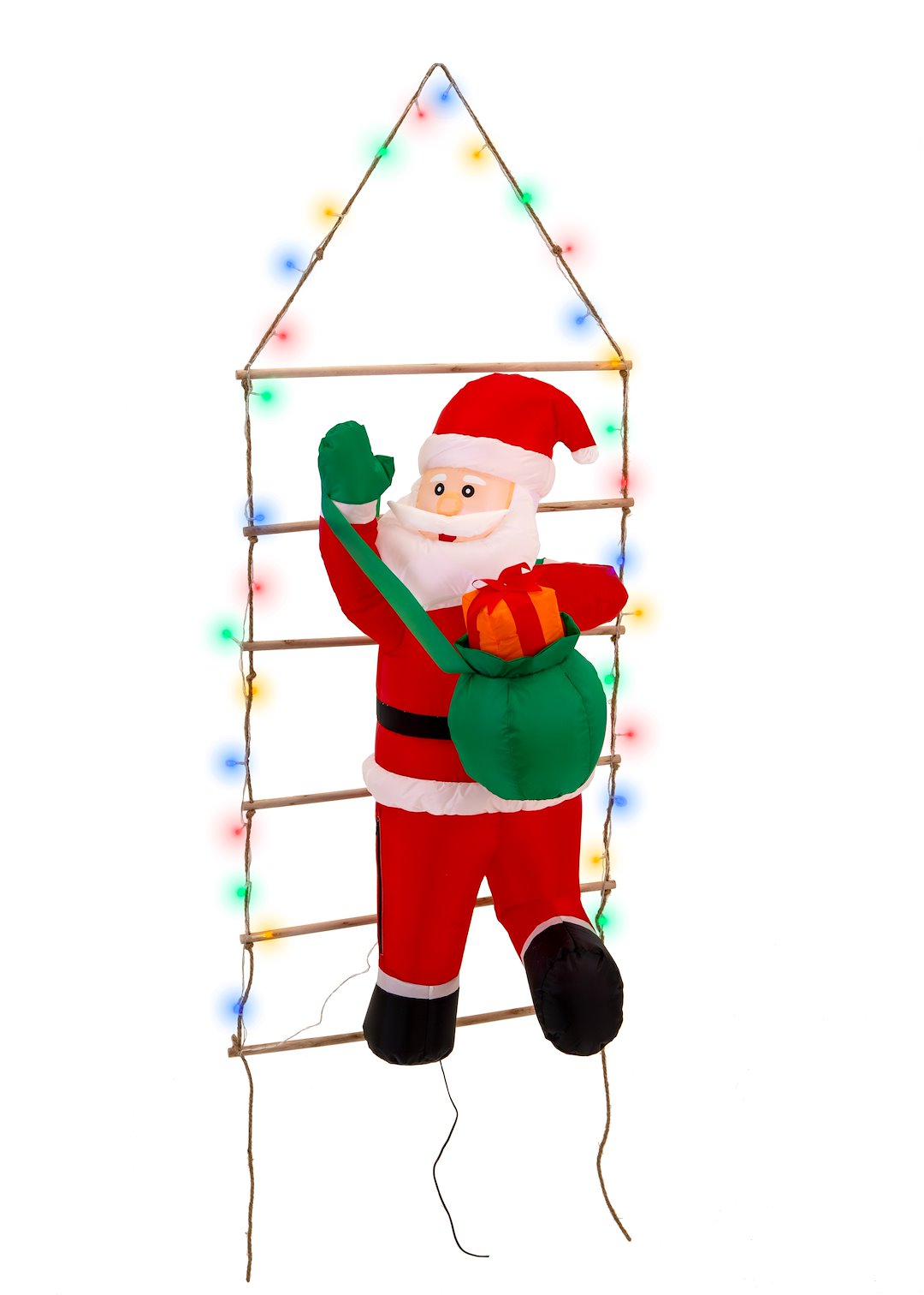 Dmuchany Mikołaj Na Drabinie 150cm, 30LED Multikolor, 1LED - Biały