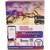 i illumination (SMART) Lampki 1000 LED, ciepły biały, sieciowa, zew.