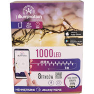 i illumination (SMART) Lampki 1000 LED, ciepły biały, sieciowa, zew.
