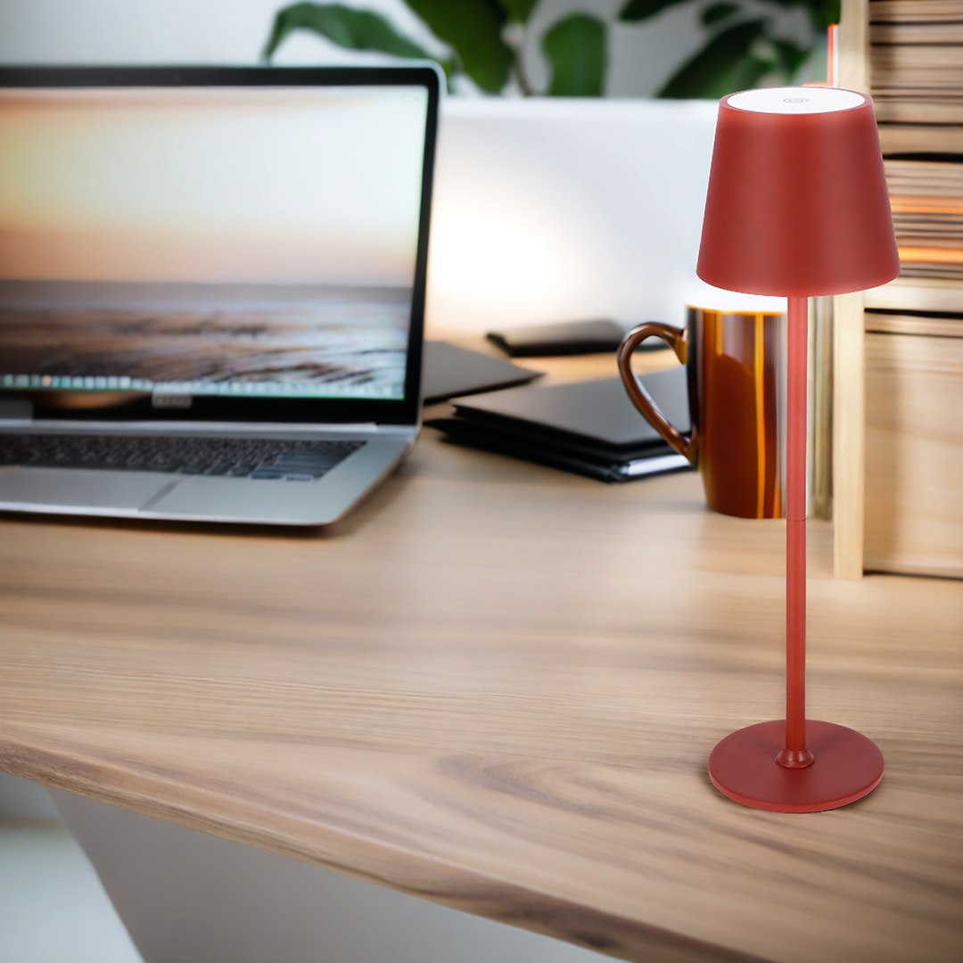Lampa Stołowa 11x37cm - Czerwona