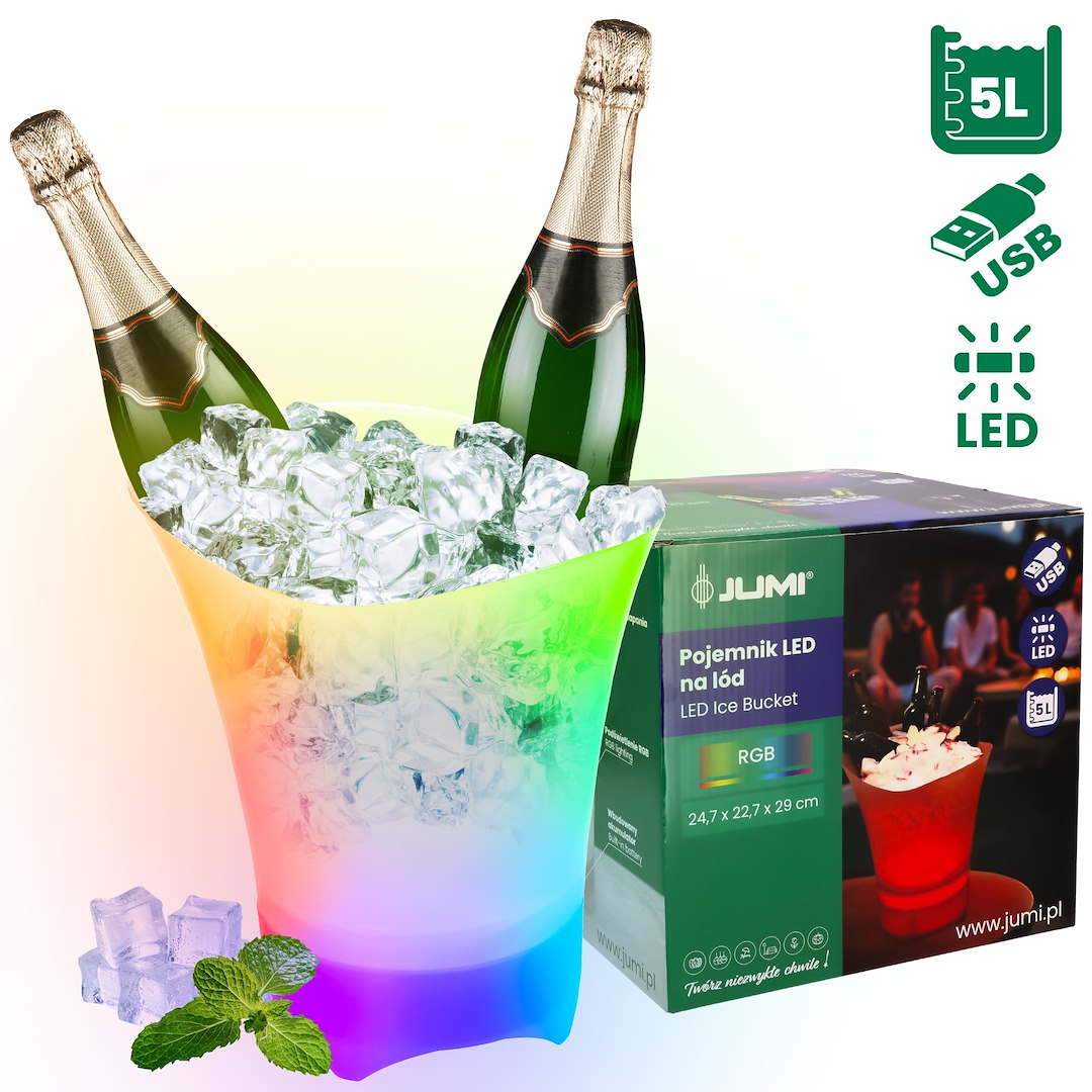 Pojemnik Na Lód, 5 Litrów, LED, RGB, USB