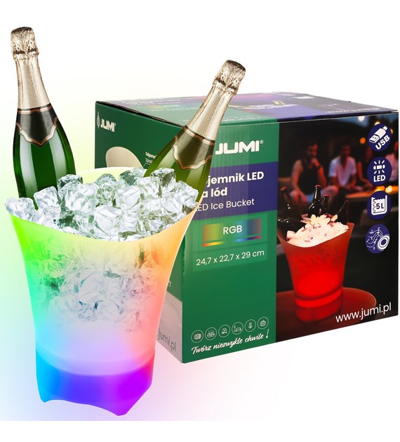 Pojemnik na lód, głośnik BT, 5 litrów, LED, RGB, USB wew.