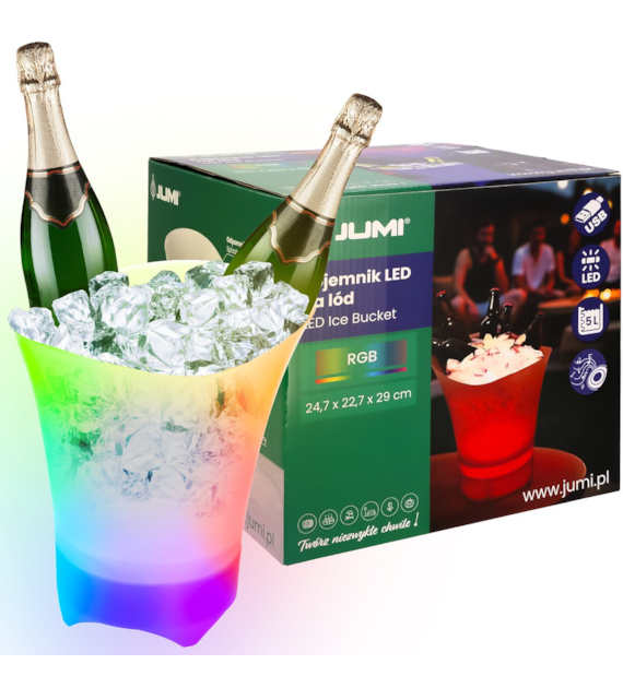 Pojemnik na lód, głośnik BT, 5 litrów, LED, RGB, USB wew.