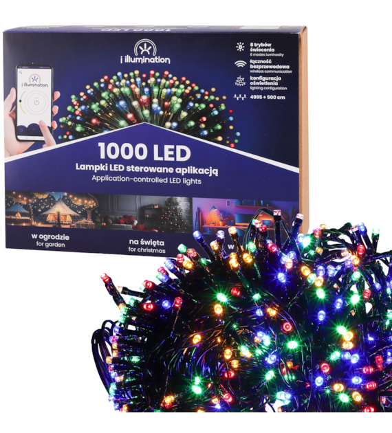i illumination (SMART) Lampki 1000 LED, multikolor, sieciowa, zew.