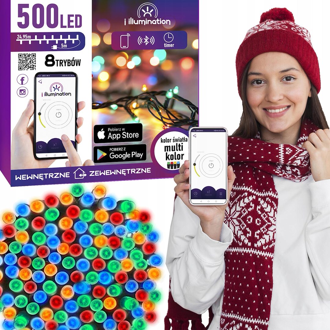 I Illumination (SMART) Lampki 500 LED, Multikolor, Sieciowa