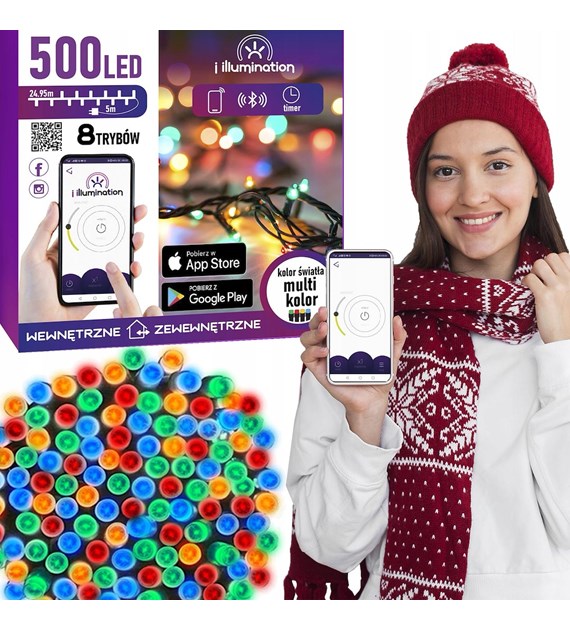 i illumination (SMART) Lampki 500 LED, multikolor, sieciowa, zew.