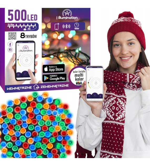i illumination (SMART) Lampki 500 LED, multikolor, sieciowa, zew.