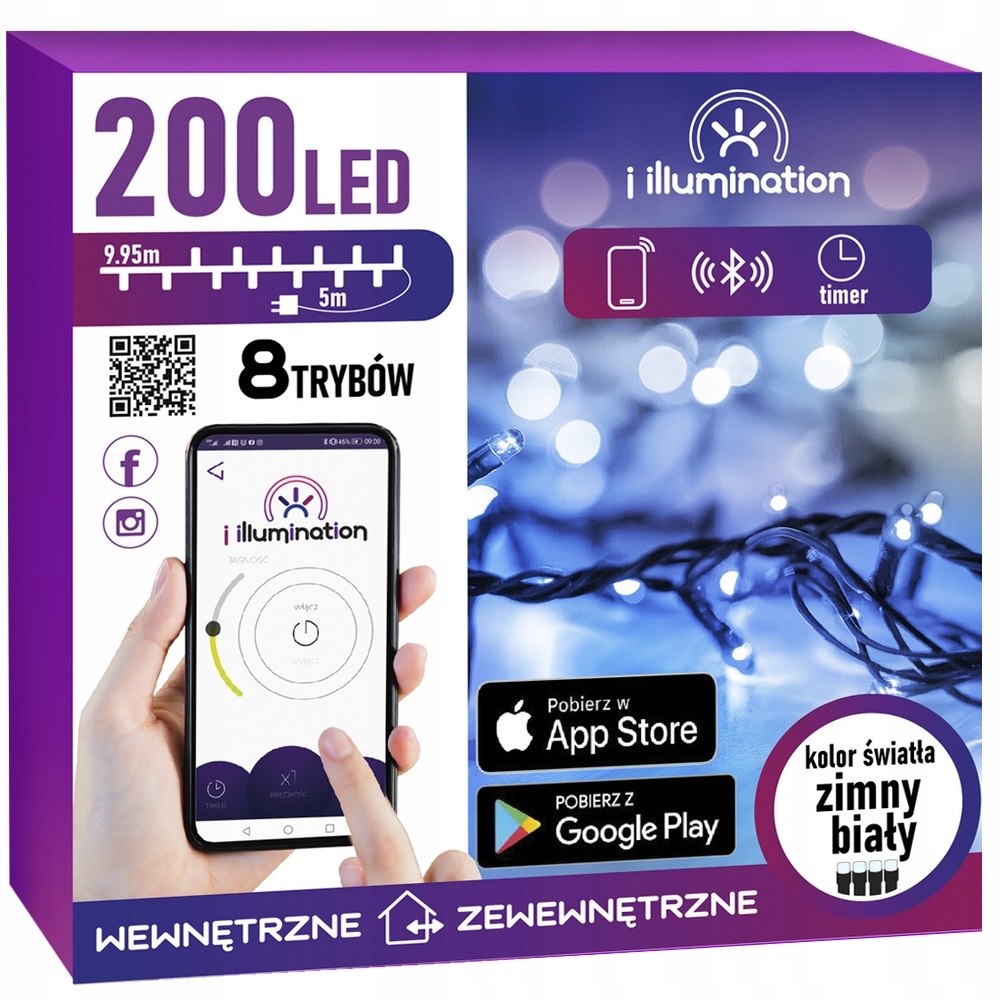 I Illumination (SMART) Girlanda 200 LED, Zimny Biały, Sieciowa