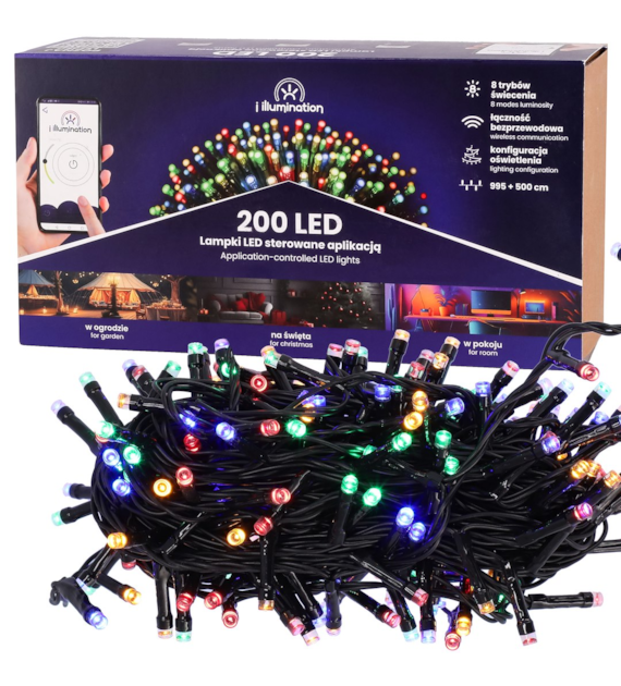 i illumination (SMART) Lampki 200 LED, multikolor, sieciowa, zew.
