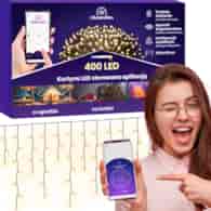 Kurtyna sople i illumination, 400 LED, 300cm, ciepły biały, sieciowa, zew.