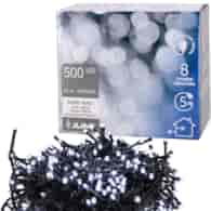 Lampki 500 LED, 8 funkcji, zimny biały, dodatkowe gniazdo, sieciowe, zew.