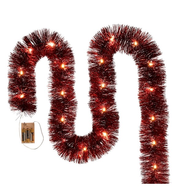 Łańcuch choinkowy LED, 100mm x 6m - czerwony