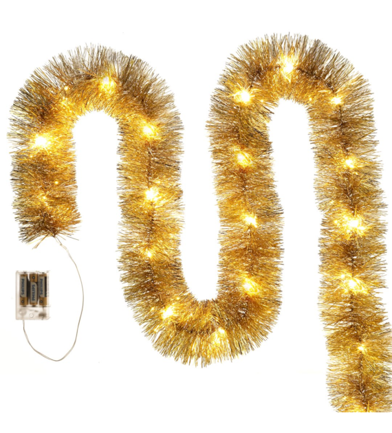 Łańcuch choinkowy LED, 100mm x 6m - złoty
