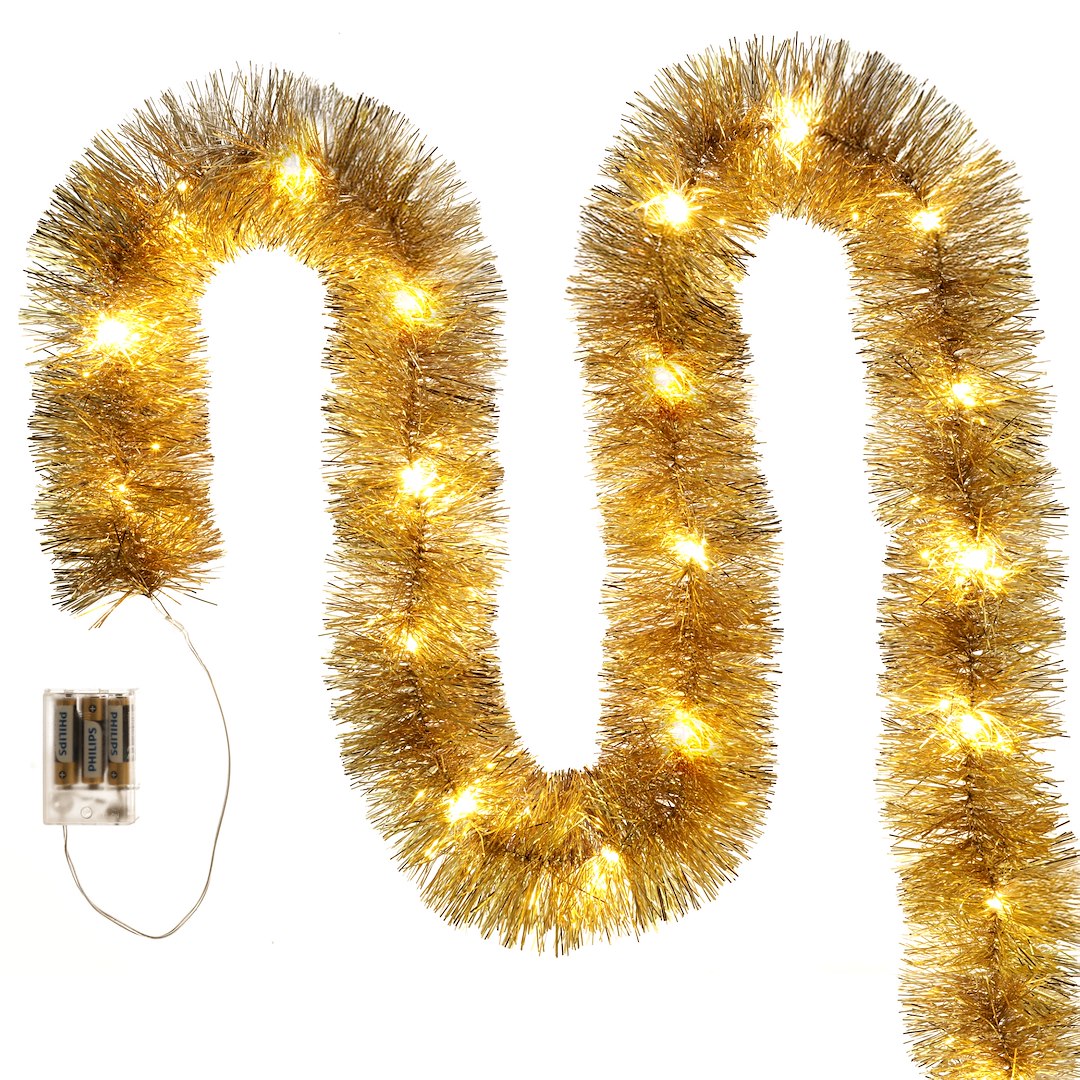Łańcuch choinkowy LED, 100mm x 6m - złoty