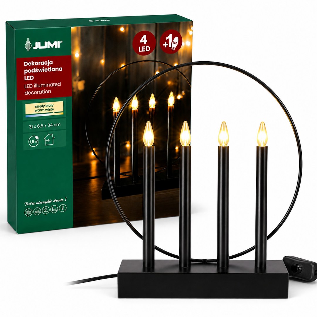 Świecznik 4LED 32x6x35cm - Czarny