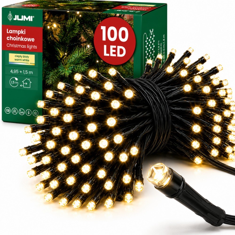 Lampki 100LED, Ciepły Biały, IP44, Zewn