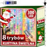 Kurtyna 300 mikro LED, 300x300cm, multikolor, 8 funkcji, pilot, usb, wew.