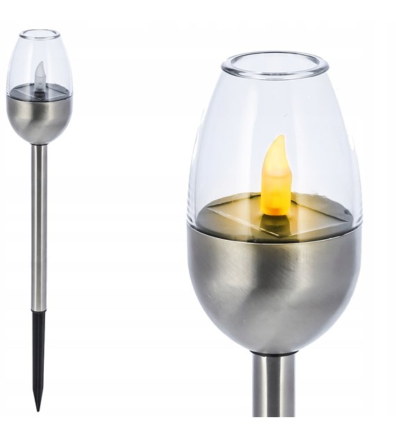 Lampa solarna ze stali nierdzewnej, 1LED biały, 39x6,2x6,2cm