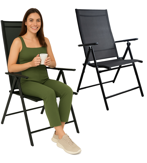 Fotel 7 pozycyjny aluminium z textilene