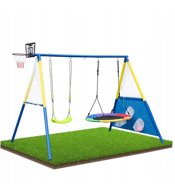 Huśtawka dziecięca z dwoma siedziskami i akcesoriami