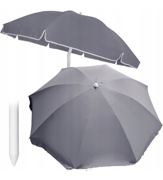 Parasol polyester tkanina 240cm, 8 drutów, łamany, szary