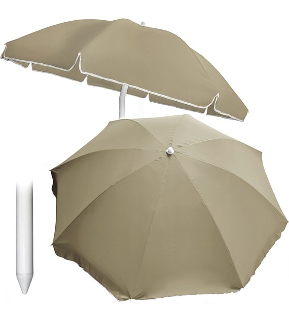 Parasol polyester tkanina 240cm, 8 drutów, łamany, beżowy