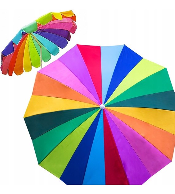 Parasol poliester tkanina 220 cm z tkaniną UV - tęcza
