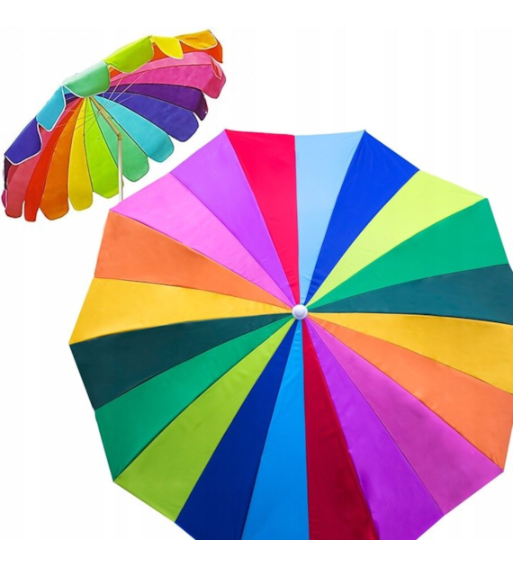 Parasol poliester tkanina 220 cm z tkaniną UV - tęcza