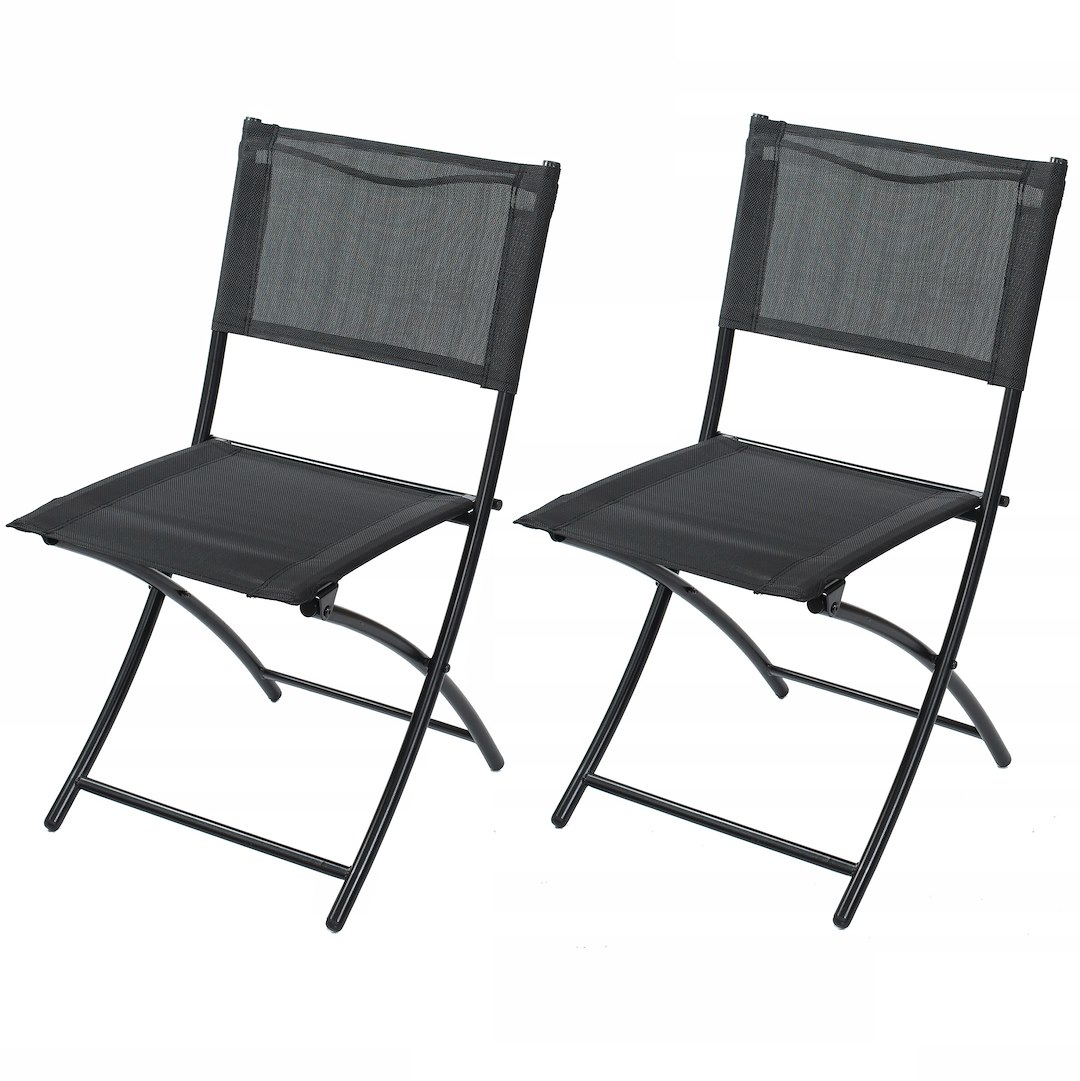 Krzesło Ogrodowe CAPRI, Stal/Tekstylen, 2 szt. 46x58x80cm - Czarny