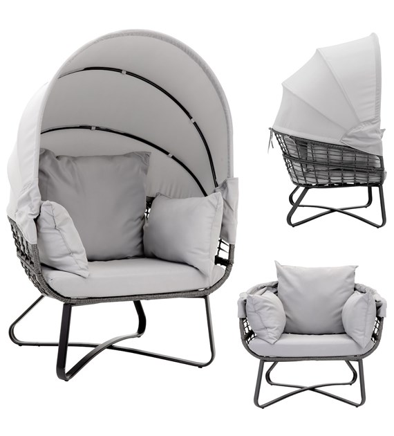 Fotel ogrodowy ze składanym daszkiem