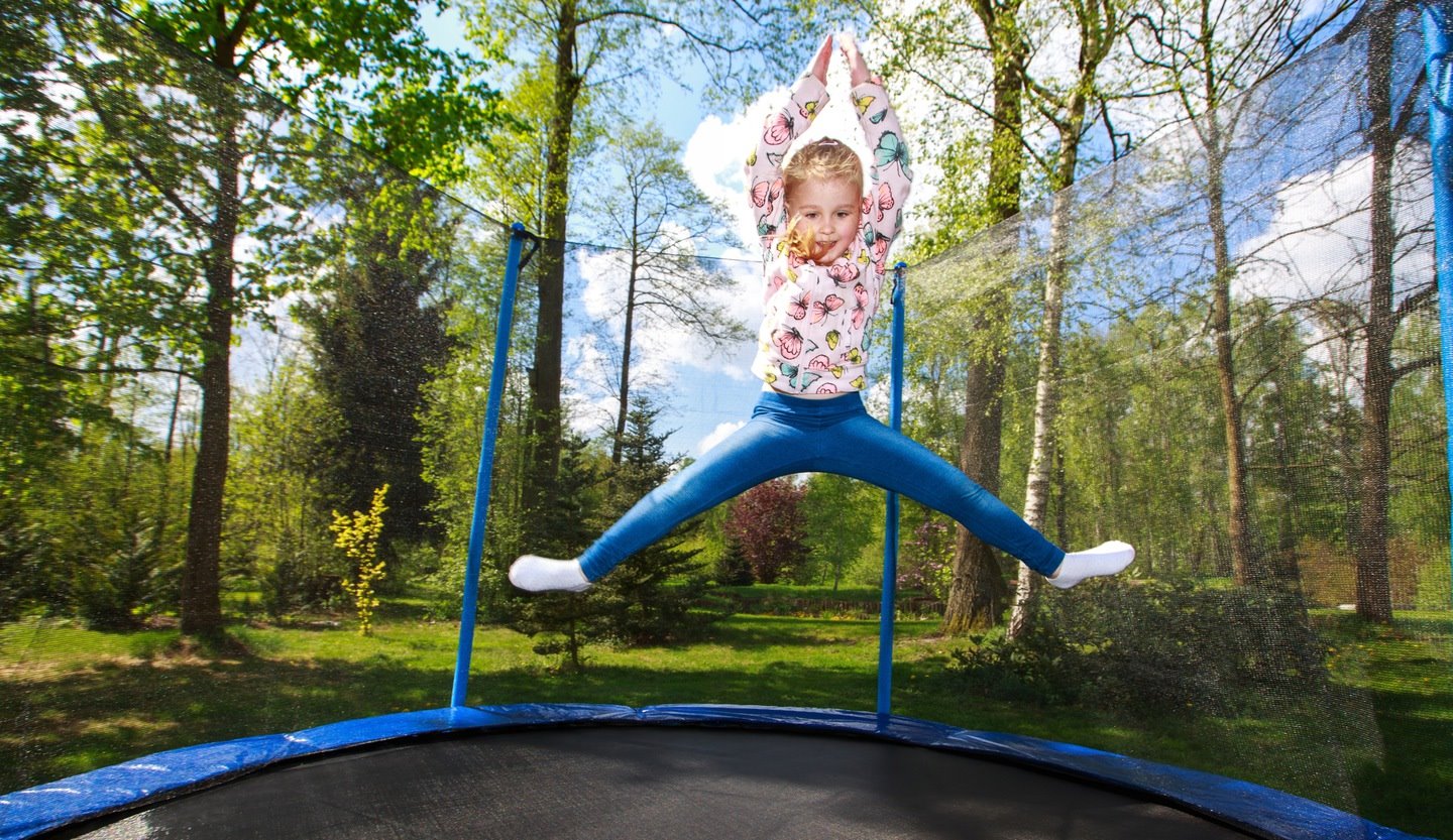 Trampolina 8ft Z Drabinką Siatka Wewnętrzna Kolor - NIEBIESKI
