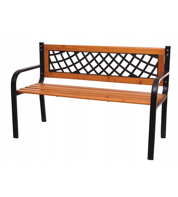 Ławka drewniana 118cm na stalowym stelażu