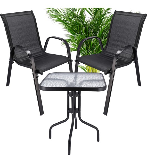 Zestaw 2 krzesłą FIESTA składane + stolik 60x60cm