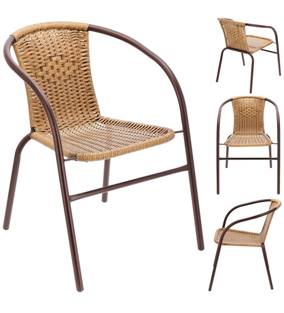 Fotel Bistro przeplatany brąz/beż