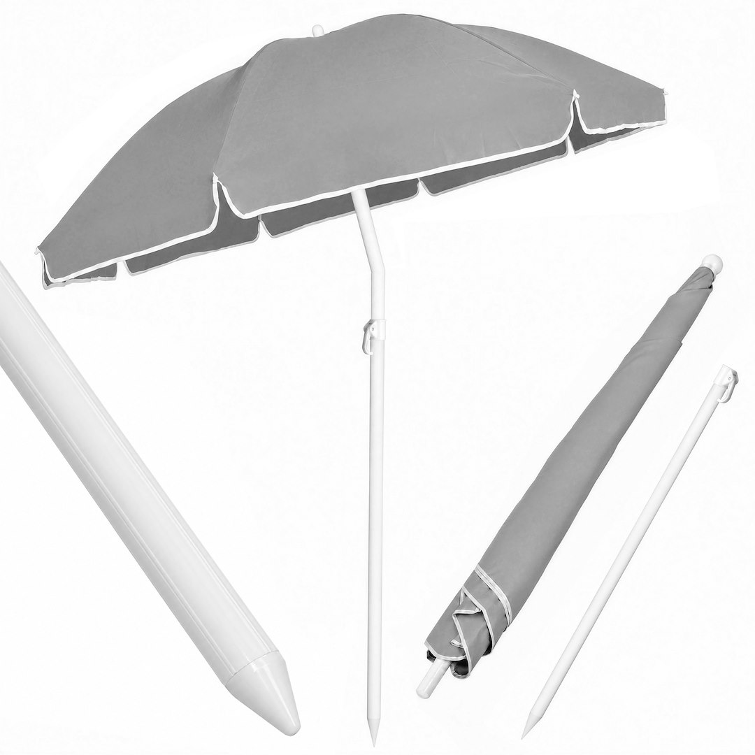 Parasol Polyester Tkanina 240cm, 8 Drutów, Łamany - Szary