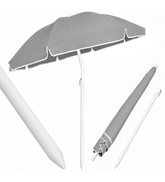 Parasol polyester tkanina 240cm, 8 drutów, łamany, szary