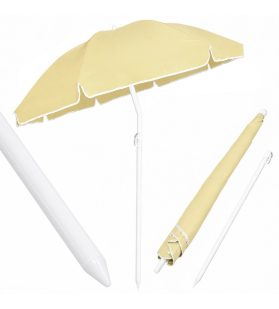 Parasol polyester tkanina 240cm, 8 drutów, łamany, beżowy