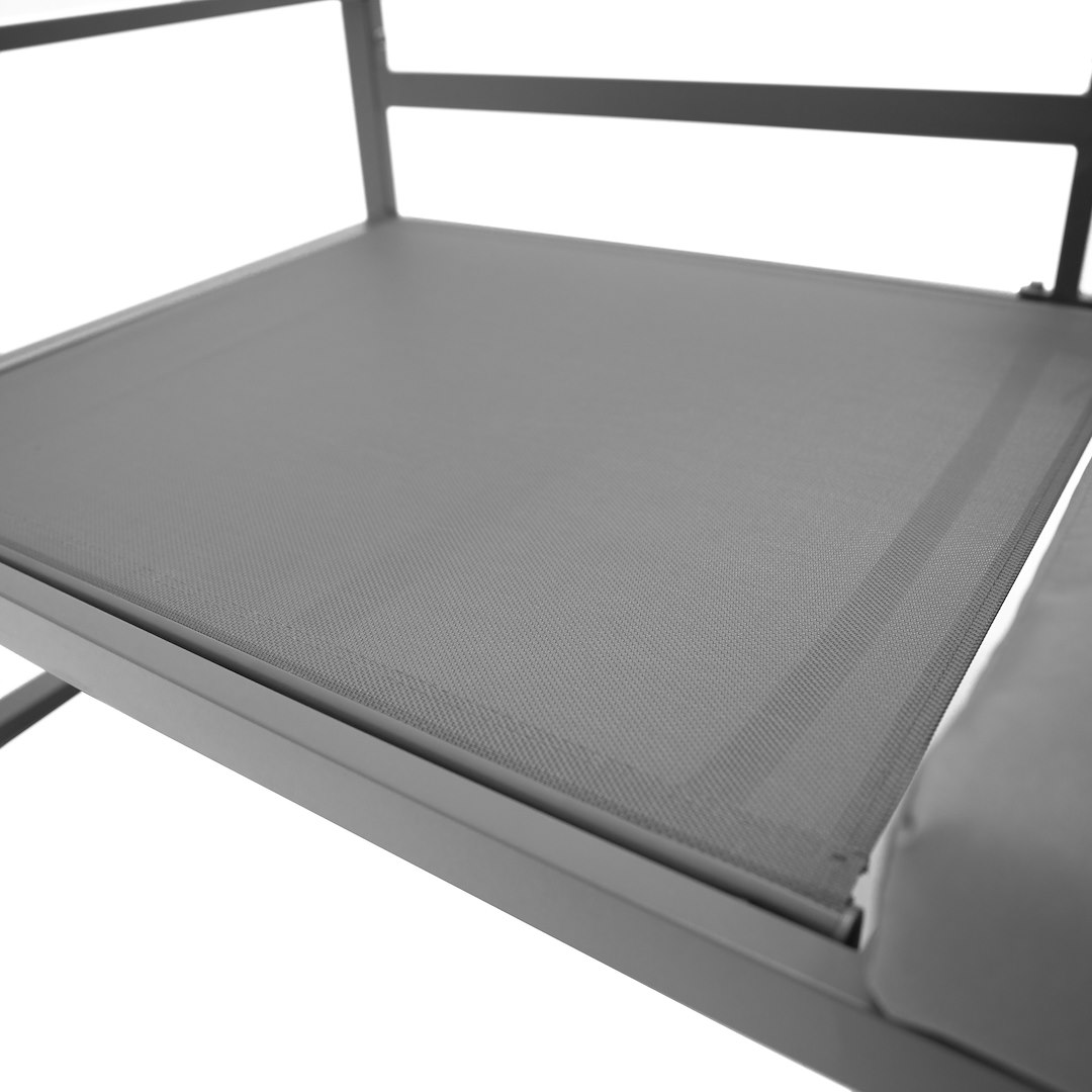 Zestaw Narożnik Na Stelażu Aluminiowym, 2 Sofy + Stolik Kawowy. Funkcja