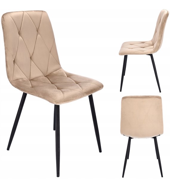 Krzesło PIADO, siedzisko welurowe, nogi metalowe, kolor beżowy