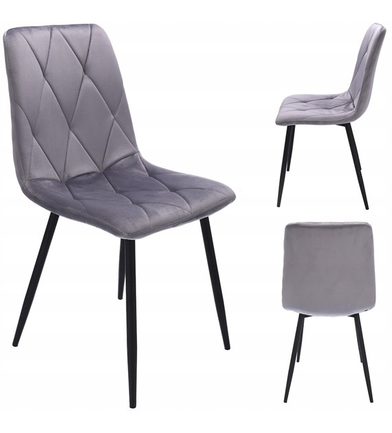 Krzesło PIADO, siedzisko welurowe, nogi metalowe, kolor jasnoszary