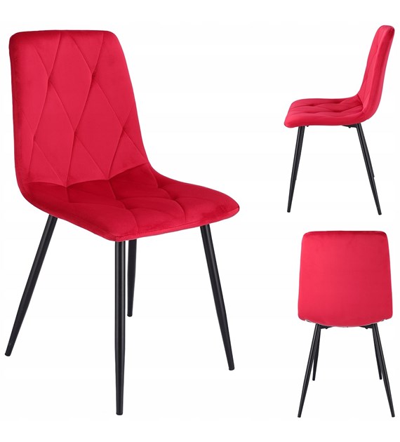 Krzesło PIADO, siedzisko welurowe, nogi metalowe, kolor amarant