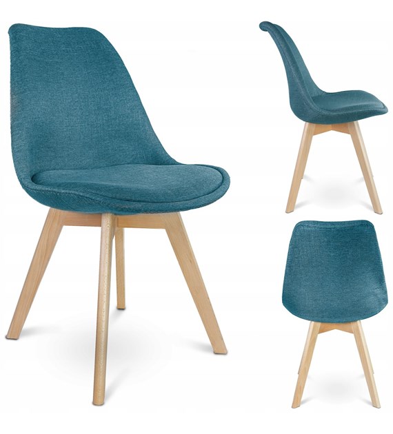 Krzesło Alta, siedzisko tkanina, nogi drewniane, kolor marine