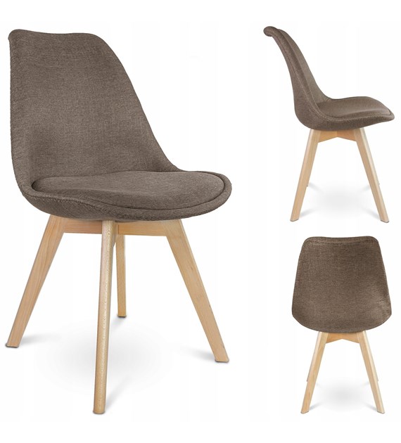 Krzesło Alta, siedzisko tkanina, nogi drewniane, kolor brązowy