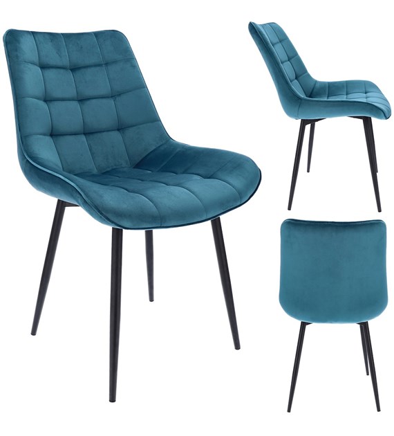 Krzesło MISTY, siedzisko welurowe, nogi metalowe, kolor marine