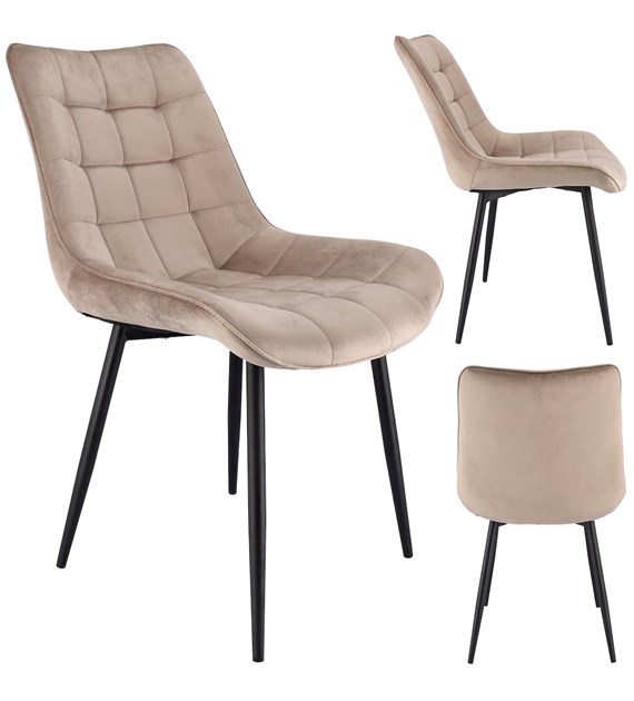 Krzesło MISTY, siedzisko welurowe, nogi metalowe, kolor beżowy